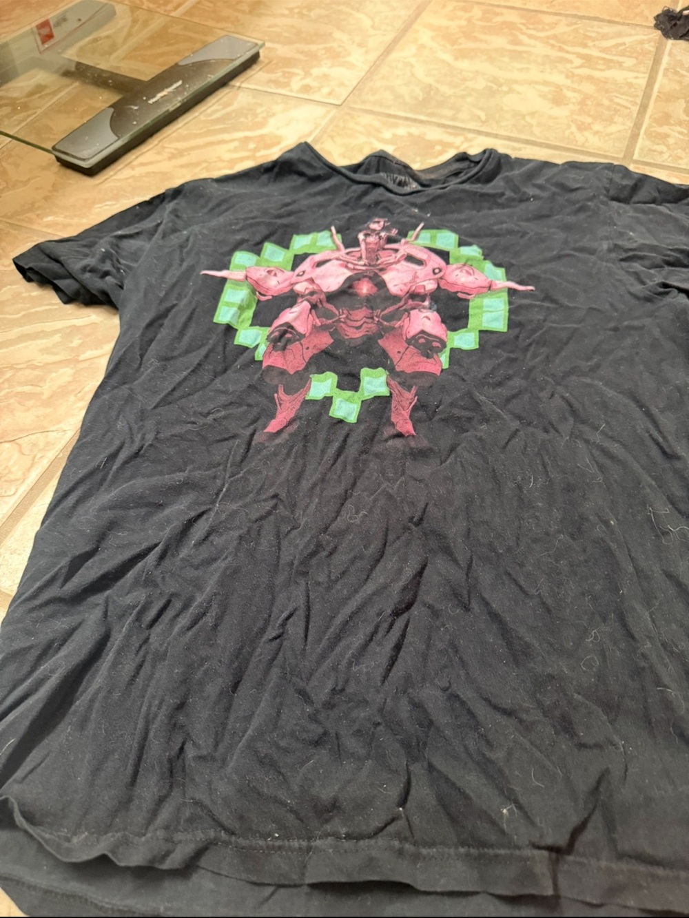 Blizzard/Jinx Black Graphic Men’s T-Shirt with Pink Mech Design